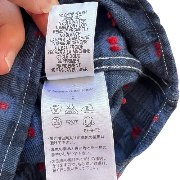 Frank & Eileen Paul Men’s Button Down Shirt M Italian Cotton Navy Plaid Ret $228 - Picture 8 of 10